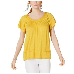 Style & Co Tiered Flutter-Sleeve Top Size Small